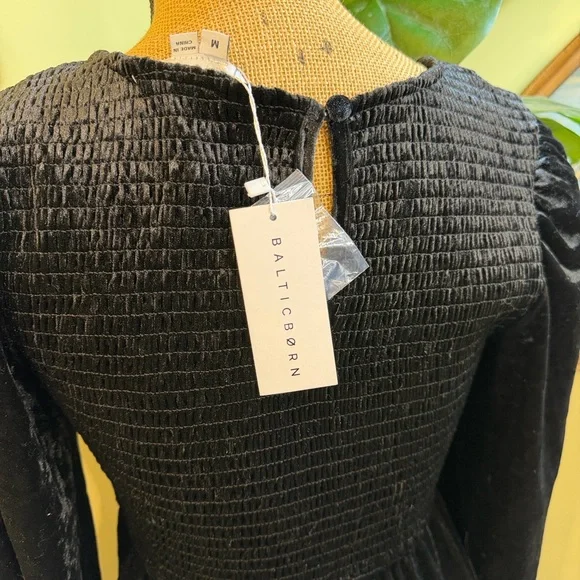 NWT Baltic Born Kele Crushed Velvet Mini Dress black medium - Picture 4 of 6